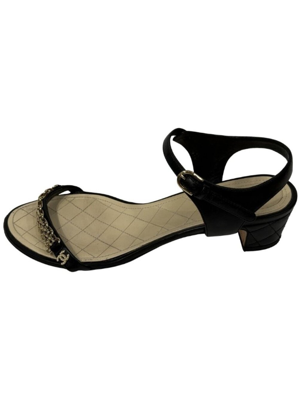 Chanel black/gold chain link sandals size 10/41